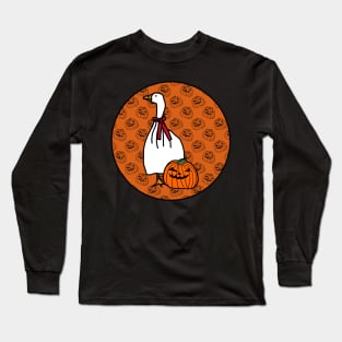 Halloween Horror Goose Gamer Orange Round Long Sleeve T-Shirt